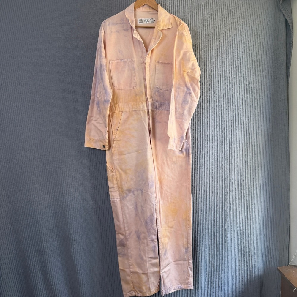 Red Kap‎ Jumpsuit Workwear 40-RG Pink Tie Dye Custom Boho Utility Cargo